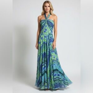 BLACK FRIDAY SALE! Giorgio Armani stunning blue and green elegant dress size 44